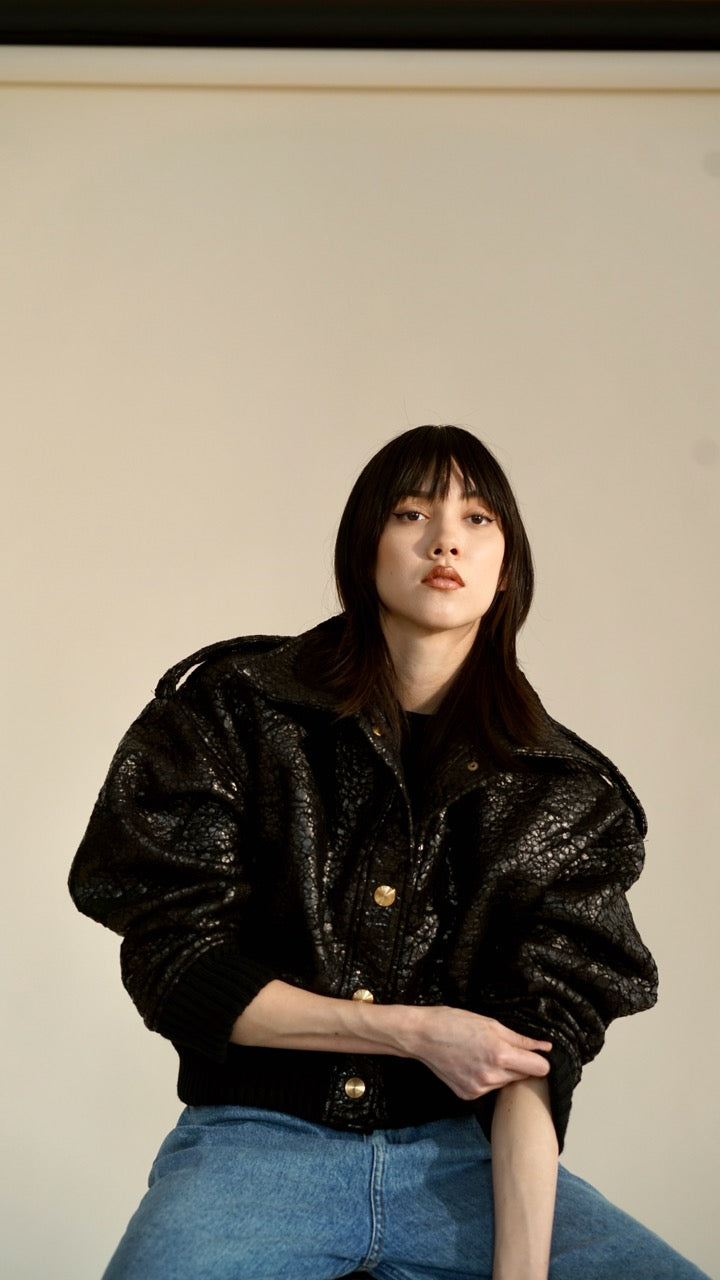 The Mini Cropped Jacket IN BLACK