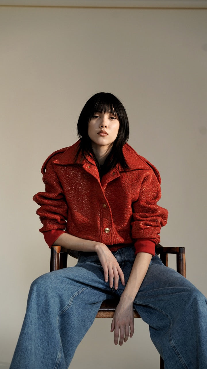 The Mini Cropped Jacket in Red - Archive/sample sale