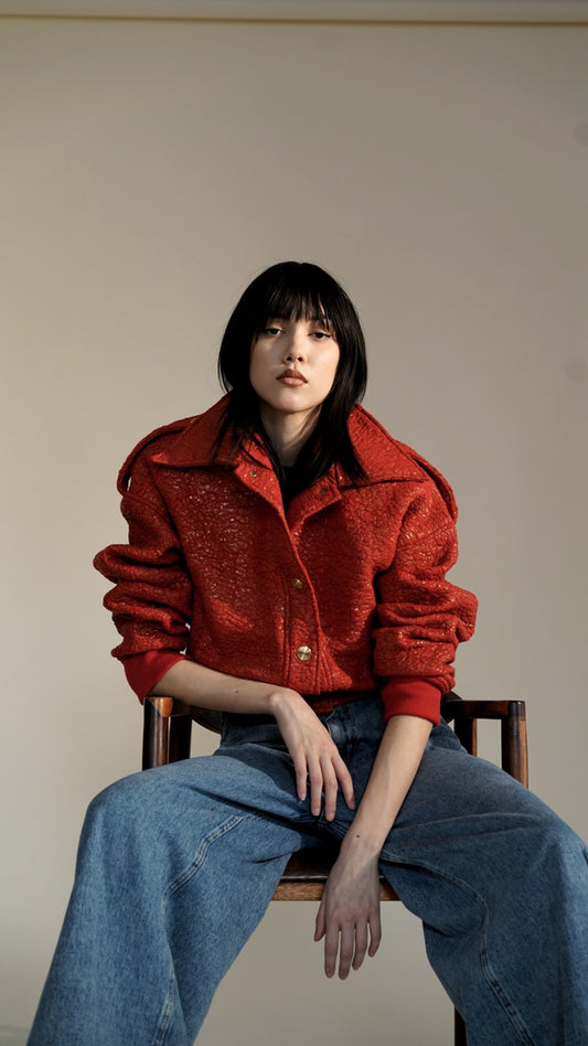 The Mini Cropped Jacket IN RED