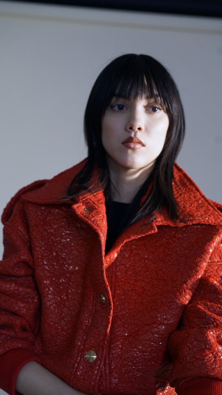 The Mini Cropped Jacket in Red - Archive/sample sale