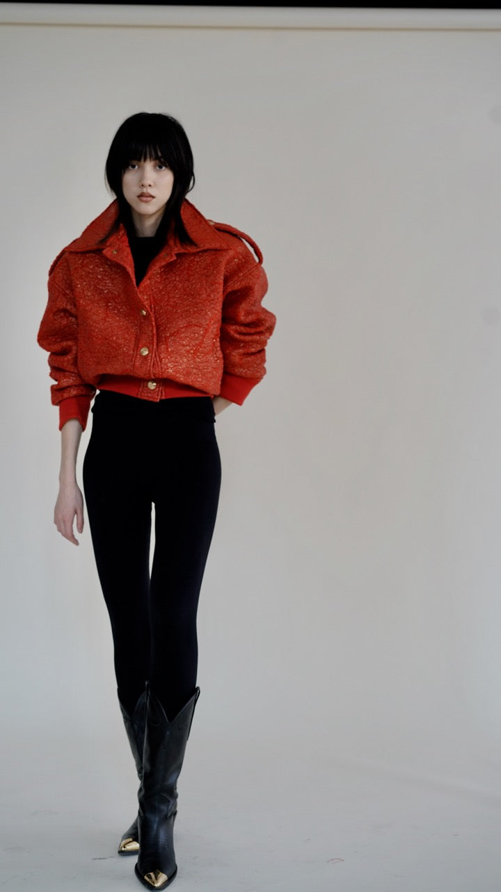 The Mini Cropped Jacket in Red - Archive/sample sale